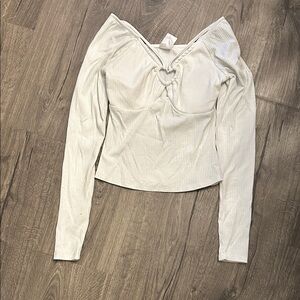 No Boundaries White Long Sleeve Off-Shoulder Top